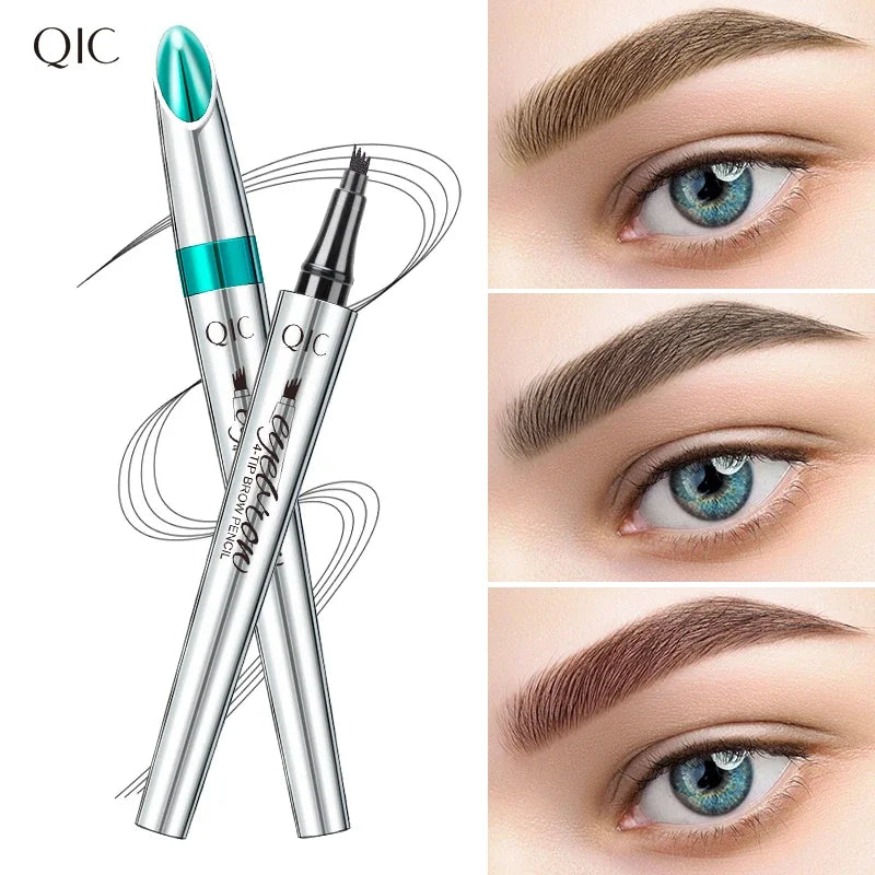 Waterproof 4-Point Eyebrow Pencil - Long-Lasting Microblade Brow Pen with Fork Tip