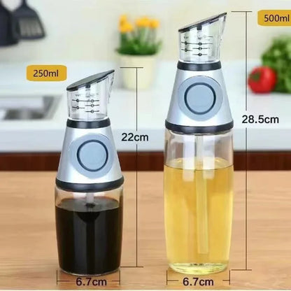 Oil Sprayer Superior Clear Glass Castor Oil Vinegar Jug Dispenser Oil Meter Kitchen Large Opening Filling Cleaning Healthy Diet