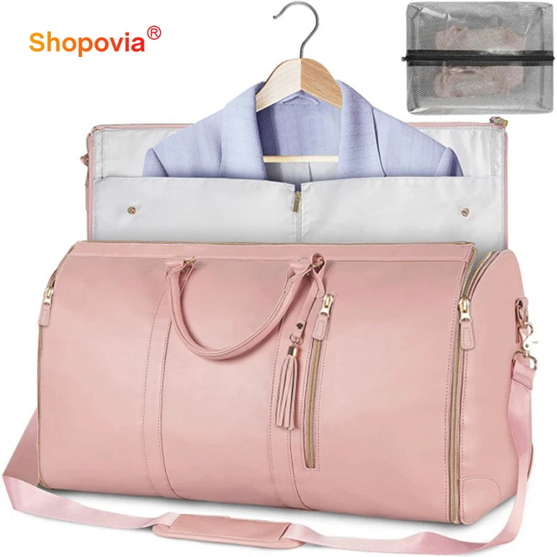  2024 Fashion Large PU Folding Suit Storage Bag – Women’s Multi-Function Travel Handbag