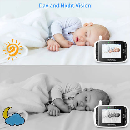 3.2" Video Baby Monitor with Remote Pan-Tilt-Zoom Camera, Night Vision, 2-Way Talk, Temperature Sensor, 960Ft Range