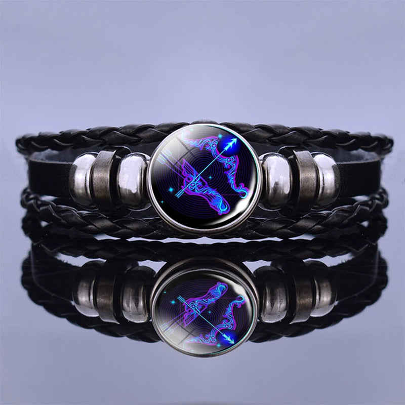 12 Zodiac Signs Constellation Charm Bracelet Men Women Fashion Multilayer Weave Leather Bracelet & Bangle Birthday Gifts