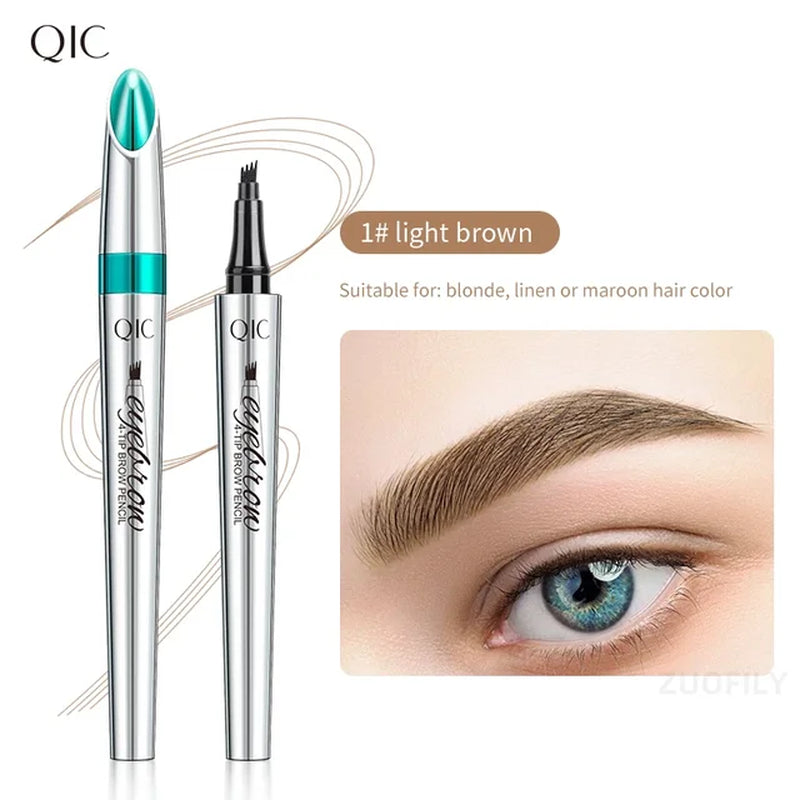 Waterproof 4-Point Eyebrow Pencil - Long-Lasting Microblade Brow Pen with Fork Tip