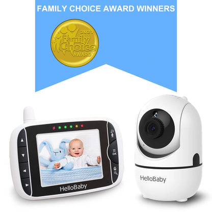 3.2" Video Baby Monitor with Remote Pan-Tilt-Zoom Camera, Night Vision, 2-Way Talk, Temperature Sensor, 960Ft Range