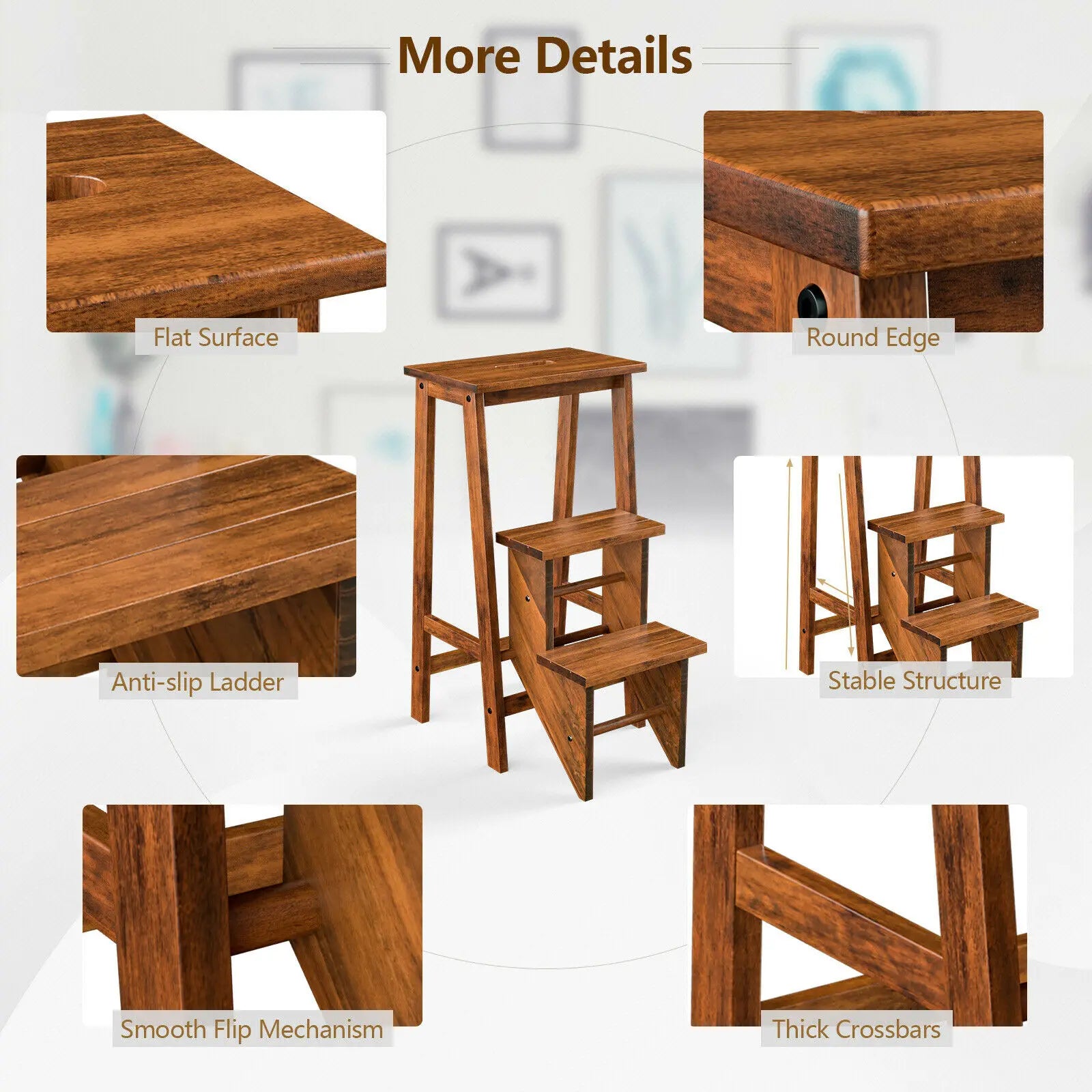 Versatile Wooden Step Stool – Chair, Ladder, and More