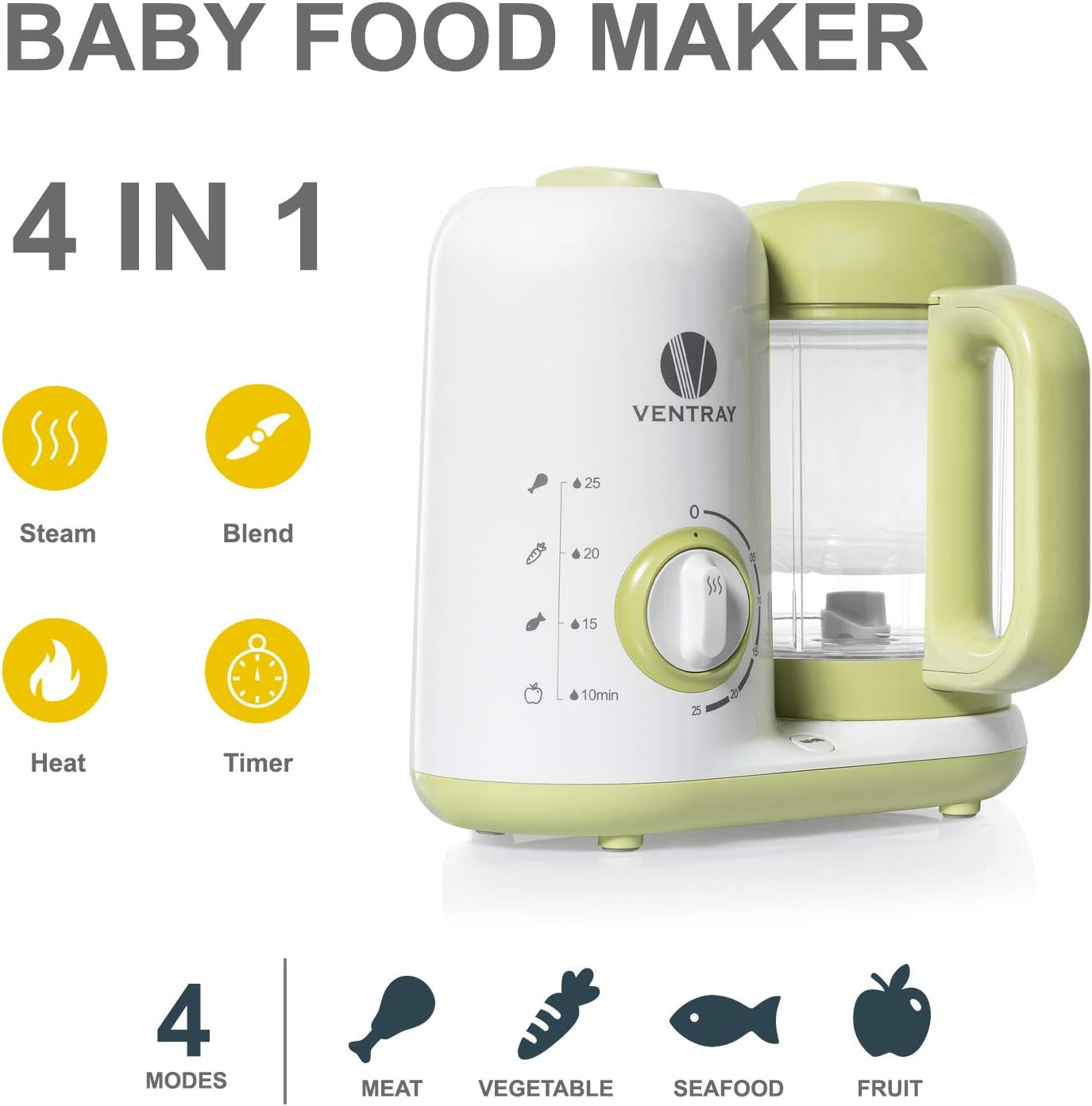 All-In-One Auto Cooking Puree Food Processor Steamer Blender Cooker Warmer Machine for Toddlers Baby, and BPA-Free 