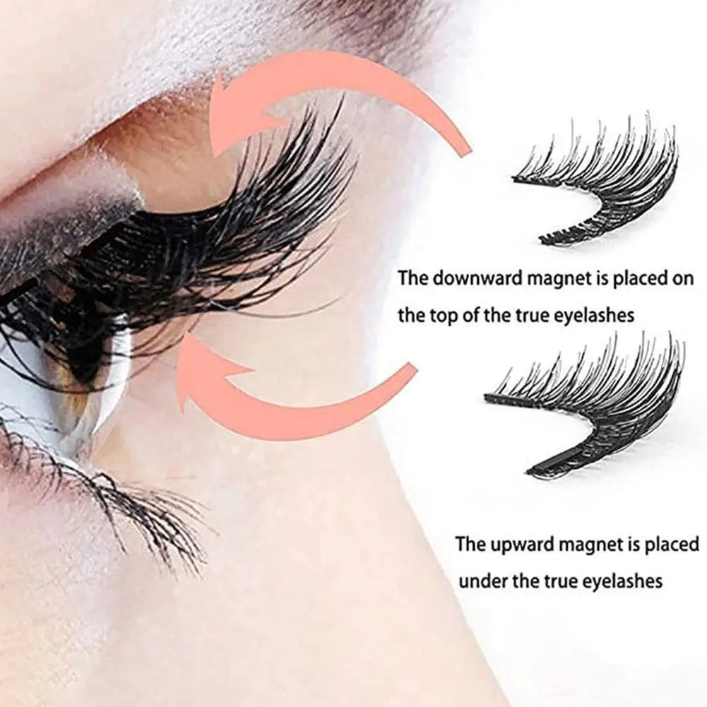 Magnetic Tweezer with 3D Natural Mink False Eyelashes - Professional Eyelash Extension Curler Clip Tool