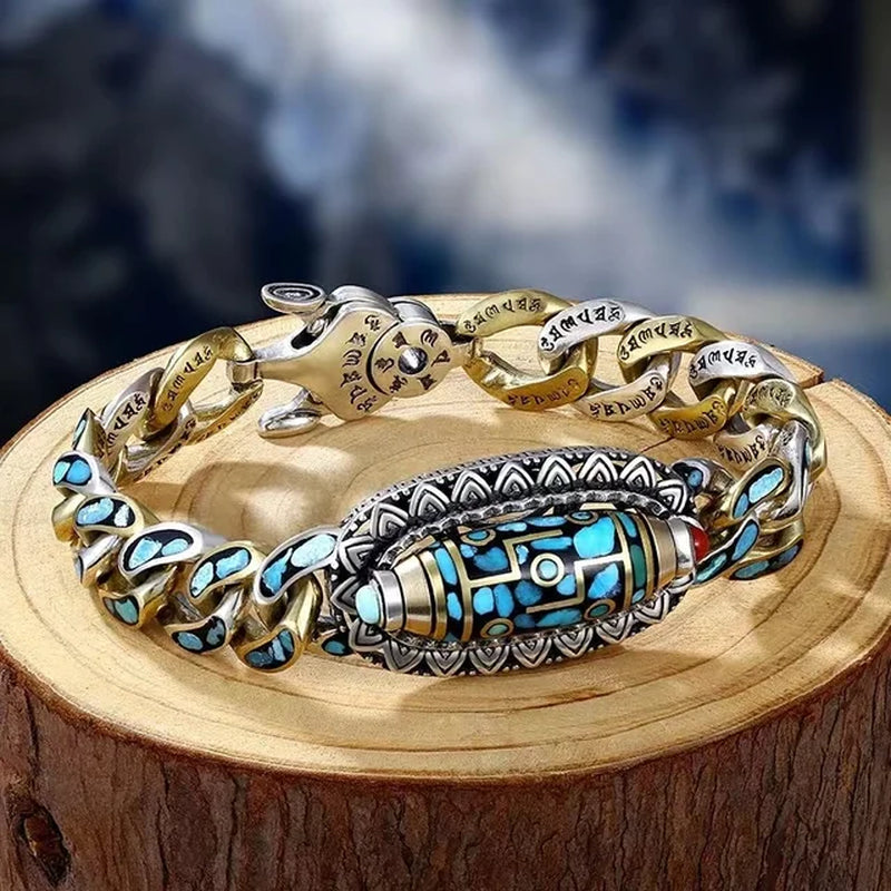 QN High-End Six-Character Mantra Ring Retro Men'S and Women'S Bracelets Personality Chinese Style Men'S Fashion Jewelry