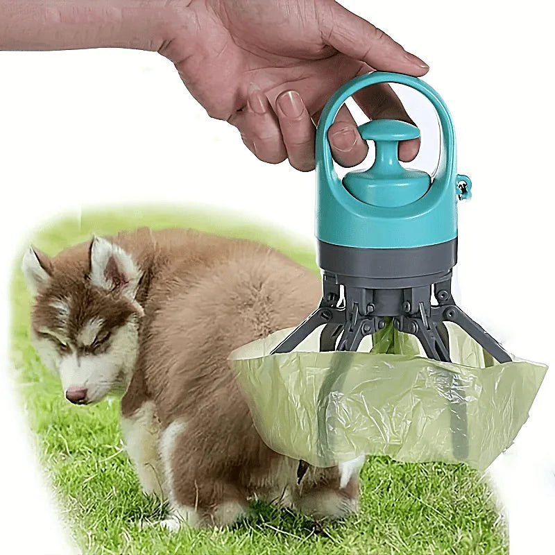 1Pc Portable Dog Poop Scooper with Built-In Bag Dispenser, Lightweight Claw for Easy Cleanup