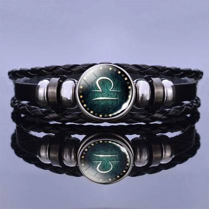 12 Zodiac Signs Constellation Charm Bracelet Men Women Fashion Multilayer Weave Leather Bracelet & Bangle Birthday Gifts