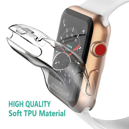 Clear Smart Watch Screen Protector Compatible with Apple Watch (1 Piece), TPU Full Coverage Transparent Watch Screen Protective Case, Anti-Fall Watch Screen Case, Wearable Accessories