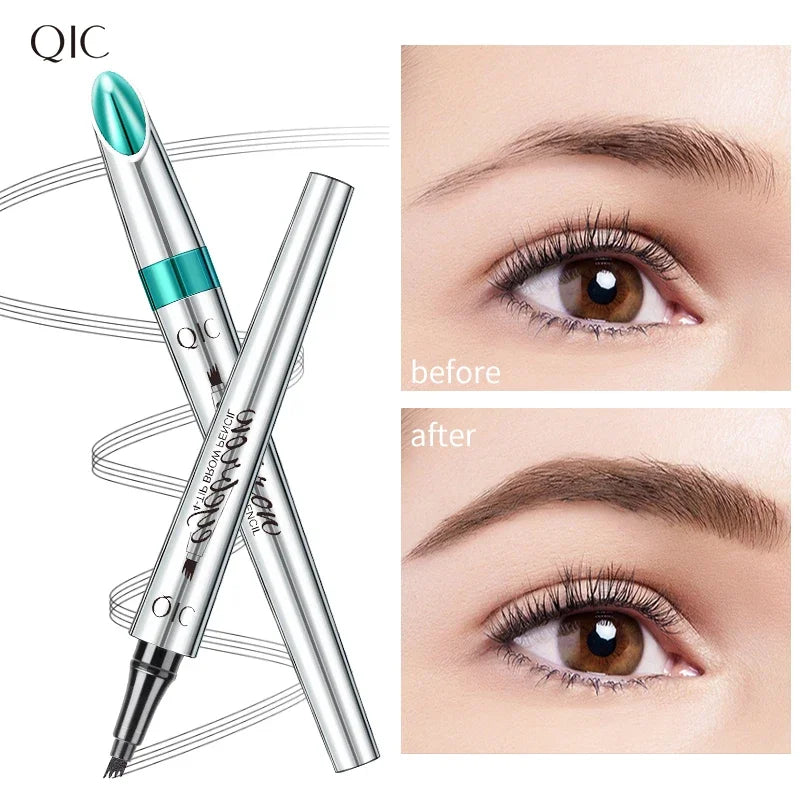 Waterproof 4-Point Eyebrow Pencil - Long-Lasting Microblade Brow Pen with Fork Tip