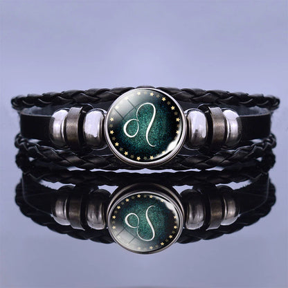 12 Zodiac Signs Constellation Charm Bracelet Men Women Fashion Multilayer Weave Leather Bracelet & Bangle Birthday Gifts