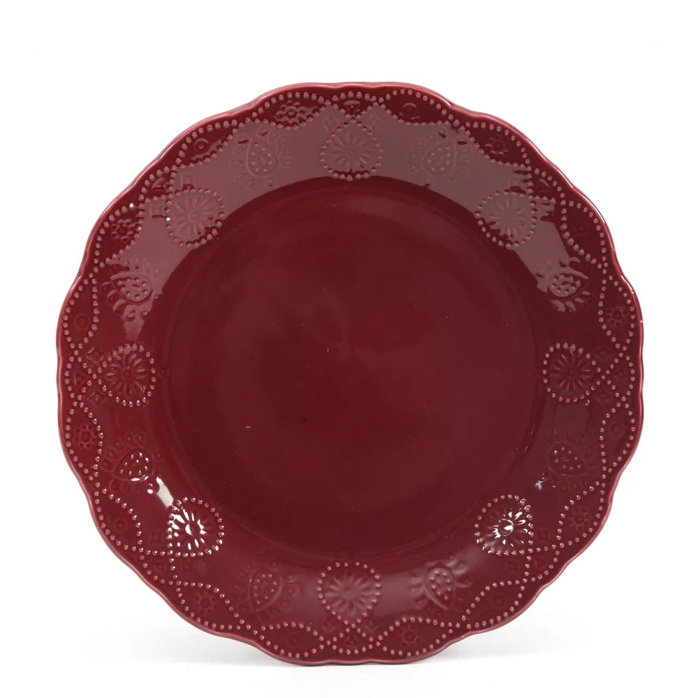 Lace 12-Piece Dinnerware Set, Plum