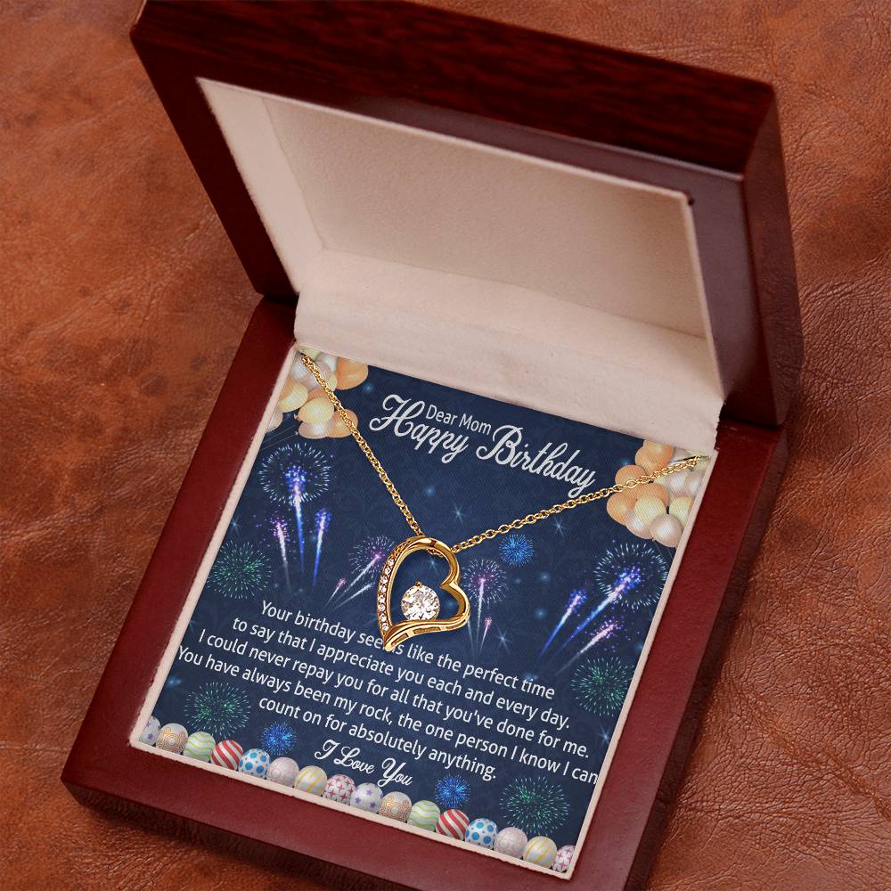 Dear Mom Happy Birthday Forever Love Necklace w/ MC