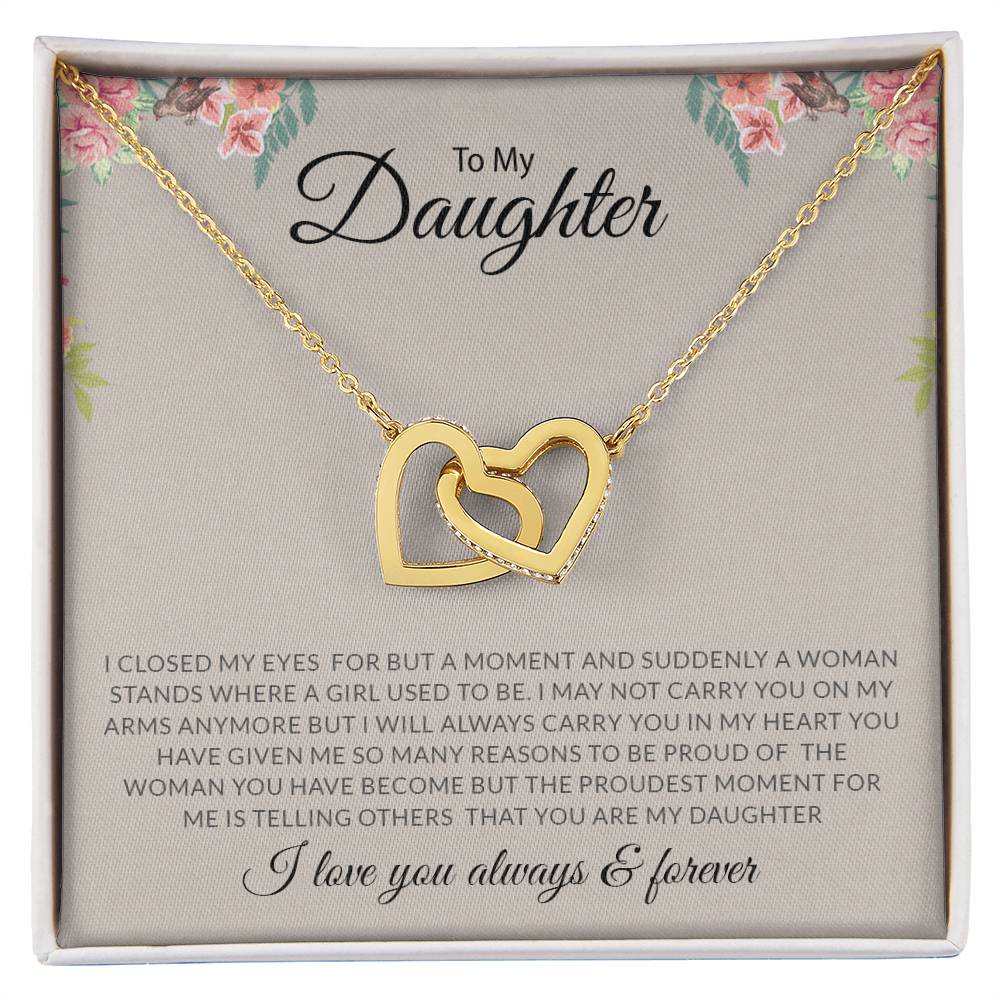 To My Daughter | I Love You, Always & Forever - Interlocking Hearts necklace