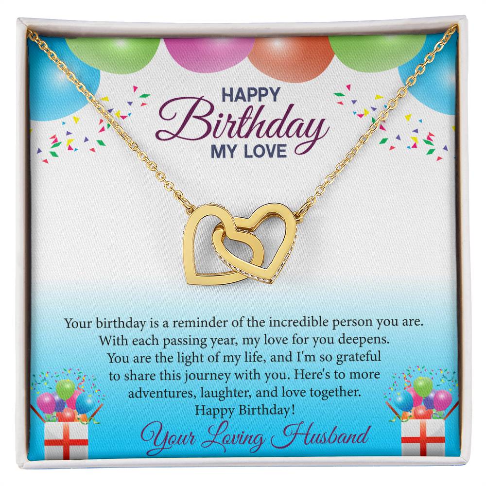 Happy Birthday My Love Interlocking Hearts Necklace