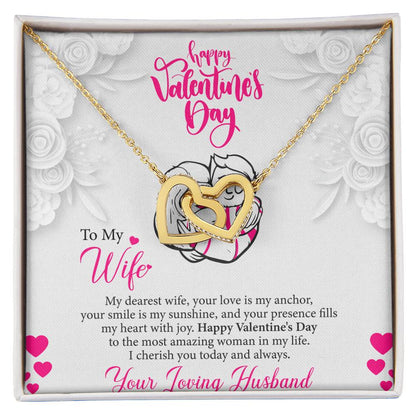 Happy Valentines Day Interlocking Hearts Necklace