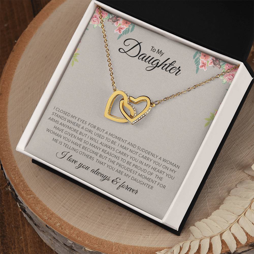 To My Daughter | I Love You, Always & Forever - Interlocking Hearts necklace