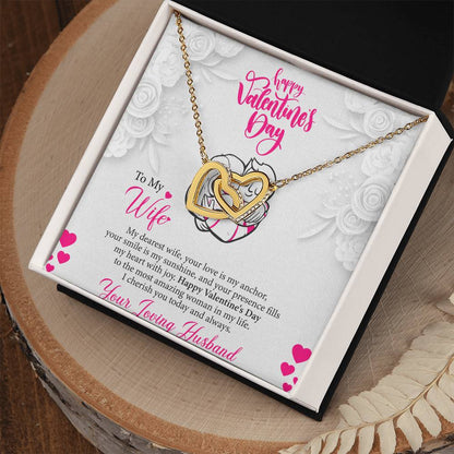 Happy Valentines Day Interlocking Hearts Necklace