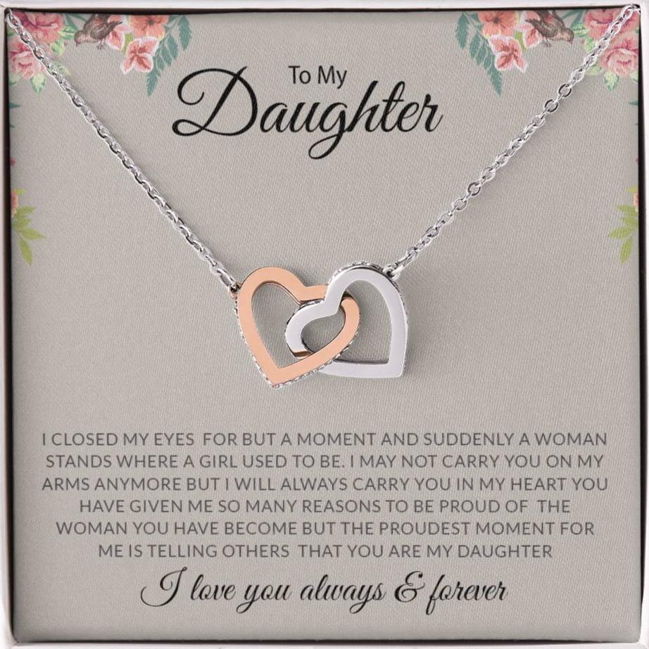 To My Daughter | I Love You, Always & Forever - Interlocking Hearts necklace