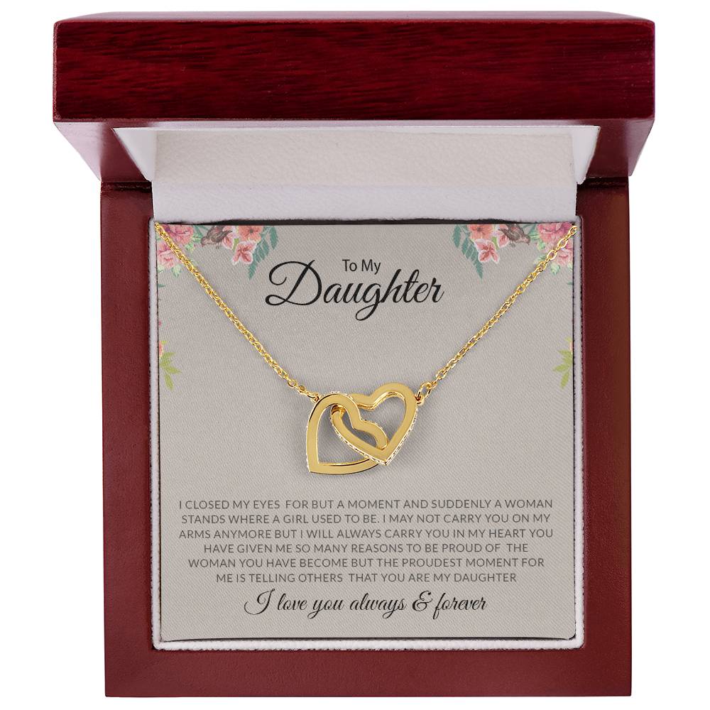 To My Daughter | I Love You, Always & Forever - Interlocking Hearts necklace