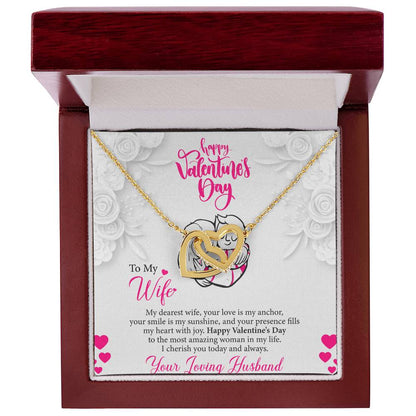 Happy Valentines Day Interlocking Hearts Necklace