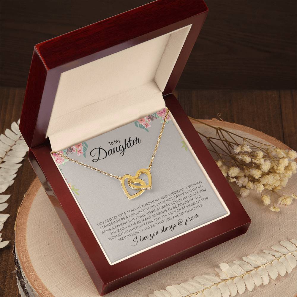 To My Daughter | I Love You, Always & Forever - Interlocking Hearts necklace