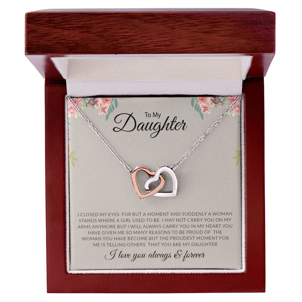 To My Daughter | I Love You, Always & Forever - Interlocking Hearts necklace