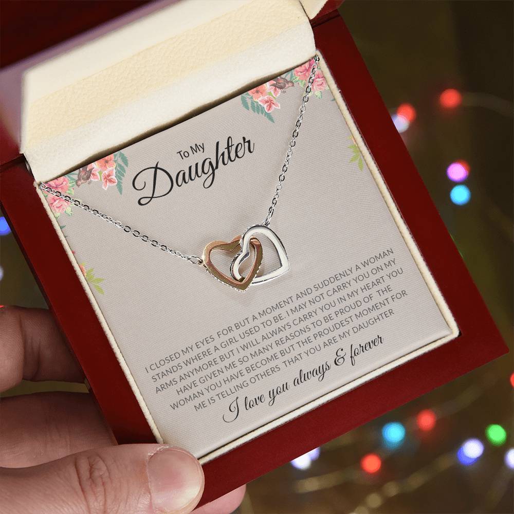 To My Daughter | I Love You, Always & Forever - Interlocking Hearts necklace