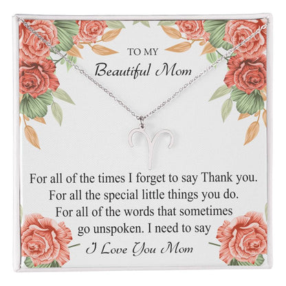 To My Beautiful Mom Zodiac Symbol Necklace