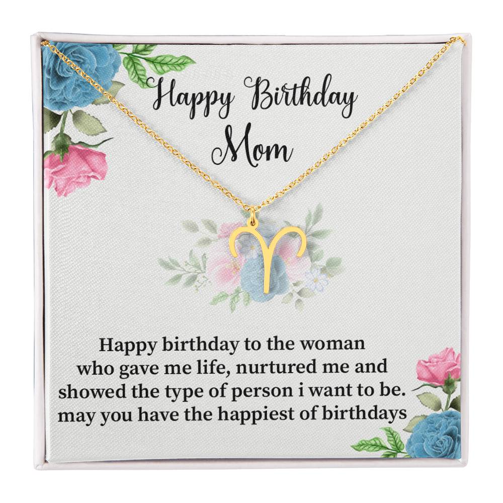 Happy Birthday Mom Zodiac Symbol Necklace