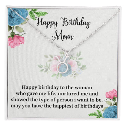 Happy Birthday Mom Zodiac Symbol Necklace