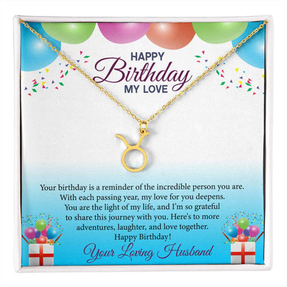 Happy Birthday My Love Zodiac Symbol Necklace