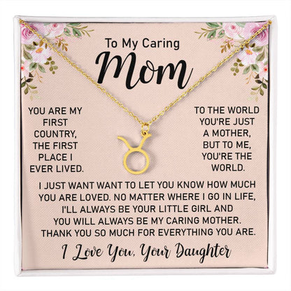 To My Caring Mom Zodiac Symbol Necklace