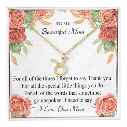 To My Beautiful Mom Zodiac Symbol Necklace