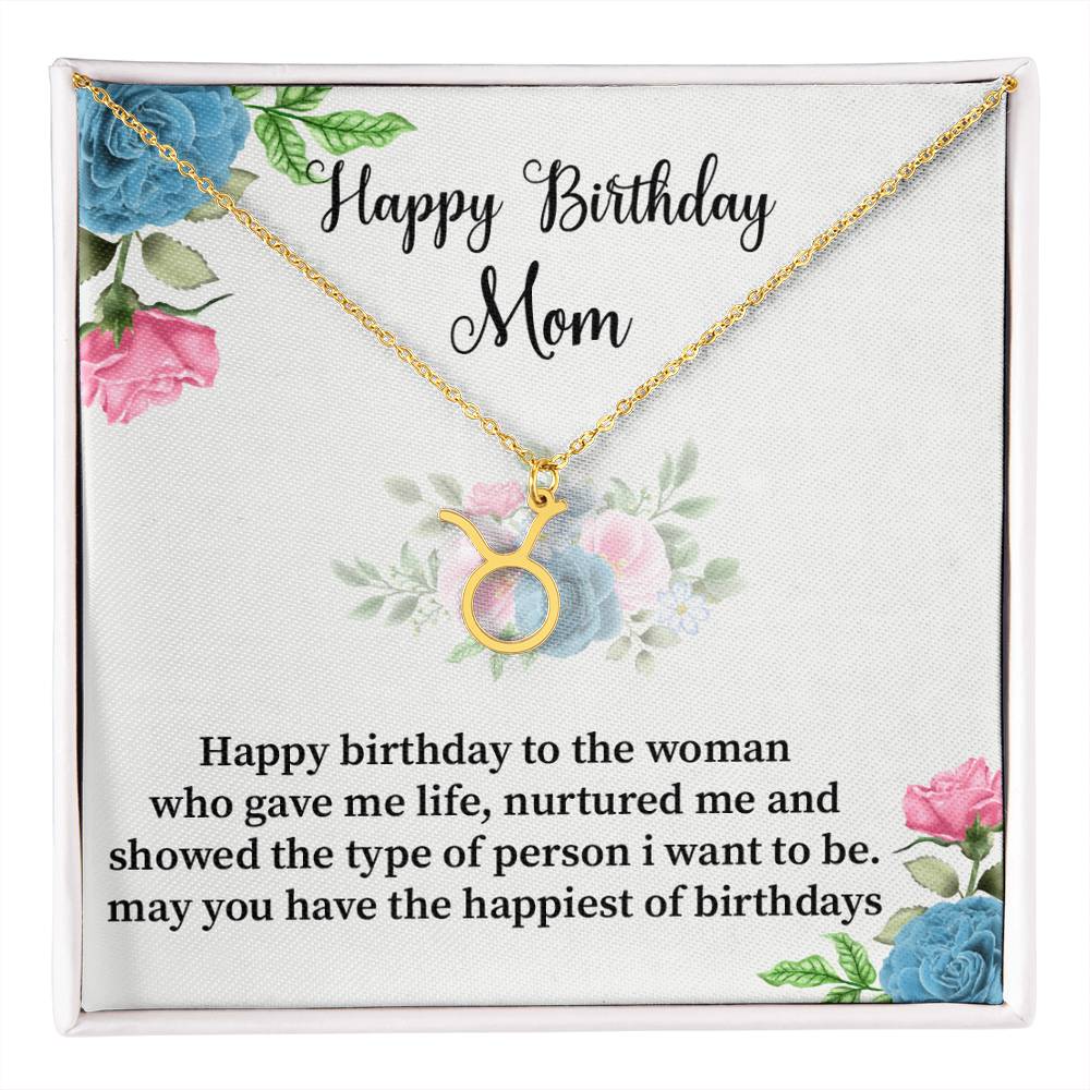 Happy Birthday Mom Zodiac Symbol Necklace