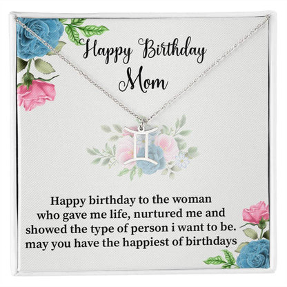 Happy Birthday Mom Zodiac Symbol Necklace