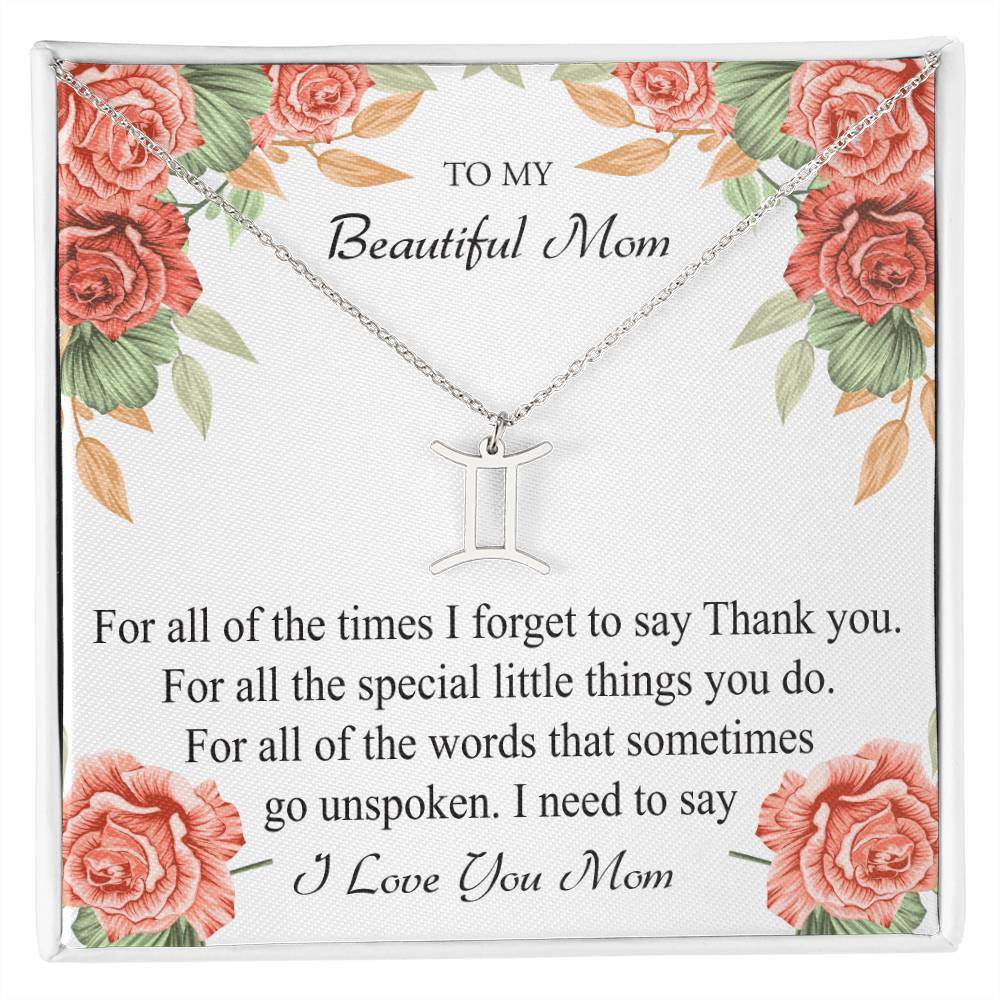 To My Beautiful Mom Zodiac Symbol Necklace