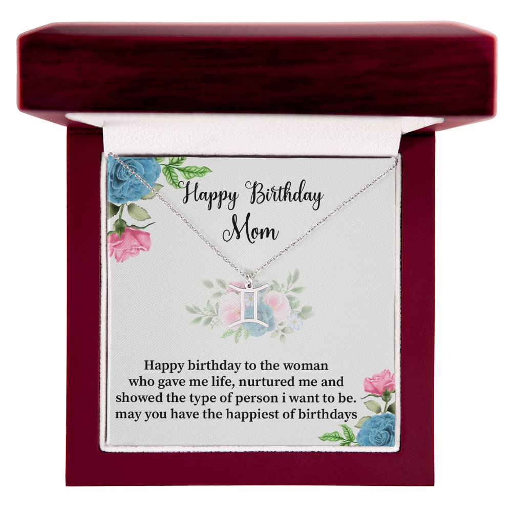 Happy Birthday Mom Zodiac Symbol Necklace