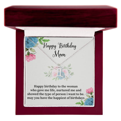 Happy Birthday Mom Zodiac Symbol Necklace