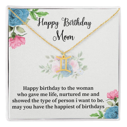 Happy Birthday Mom Zodiac Symbol Necklace