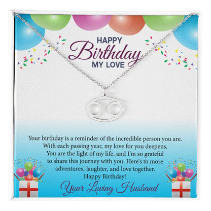 Happy Birthday My Love Zodiac Symbol Necklace