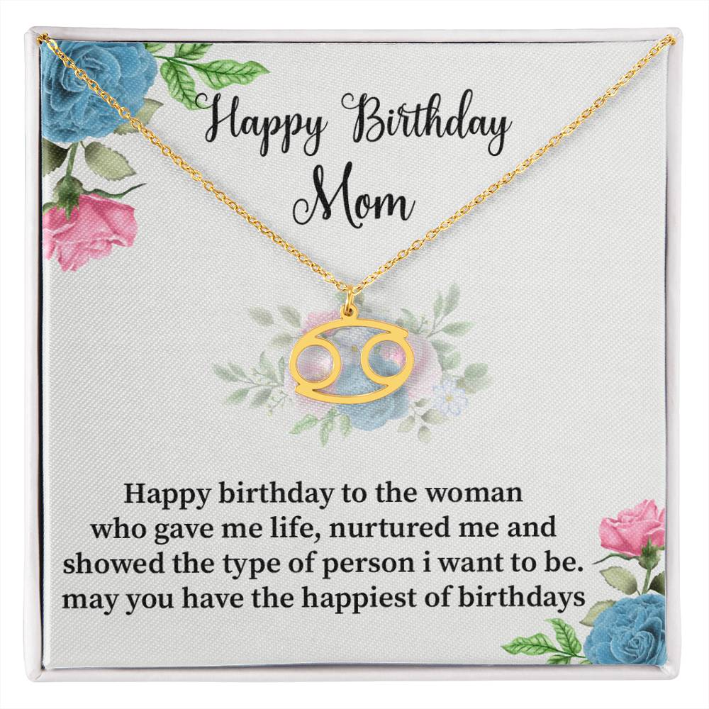 Happy Birthday Mom Zodiac Symbol Necklace