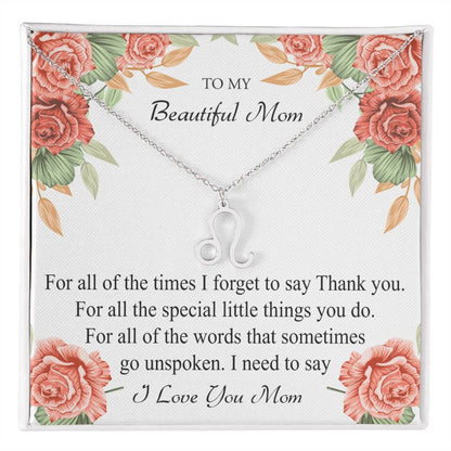 To My Beautiful Mom Zodiac Symbol Necklace