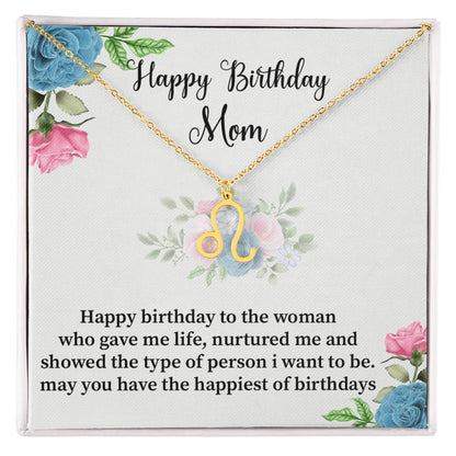 Happy Birthday Mom Zodiac Symbol Necklace