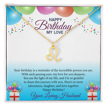 Happy Birthday My Love Zodiac Symbol Necklace