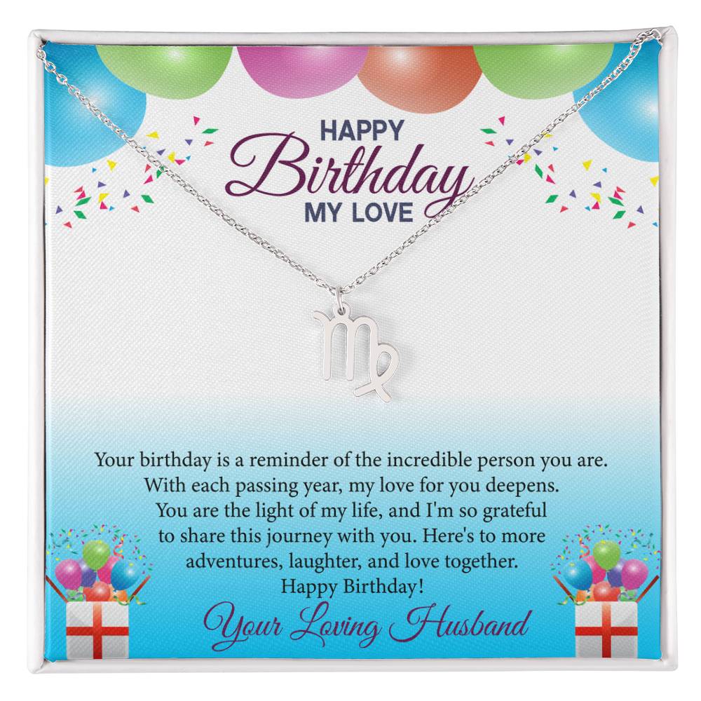 Happy Birthday My Love Zodiac Symbol Necklace