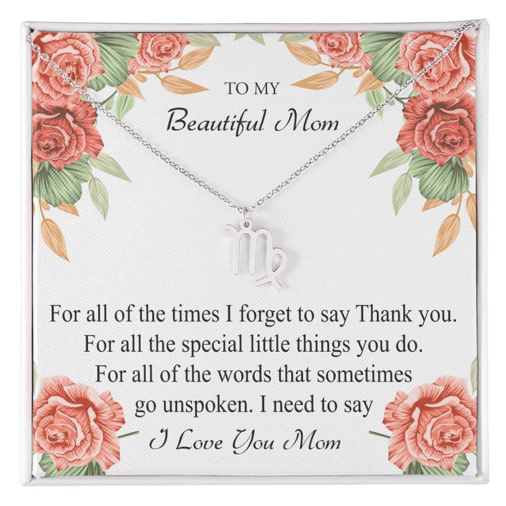 To My Beautiful Mom Zodiac Symbol Necklace