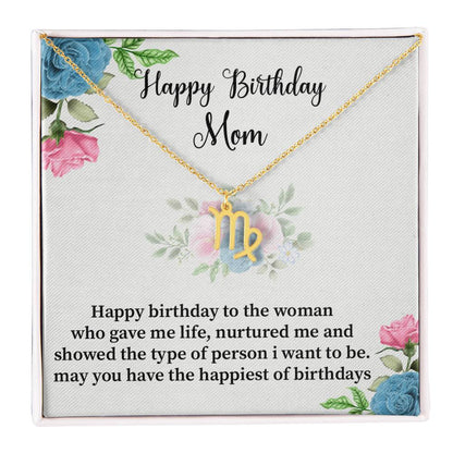 Happy Birthday Mom Zodiac Symbol Necklace