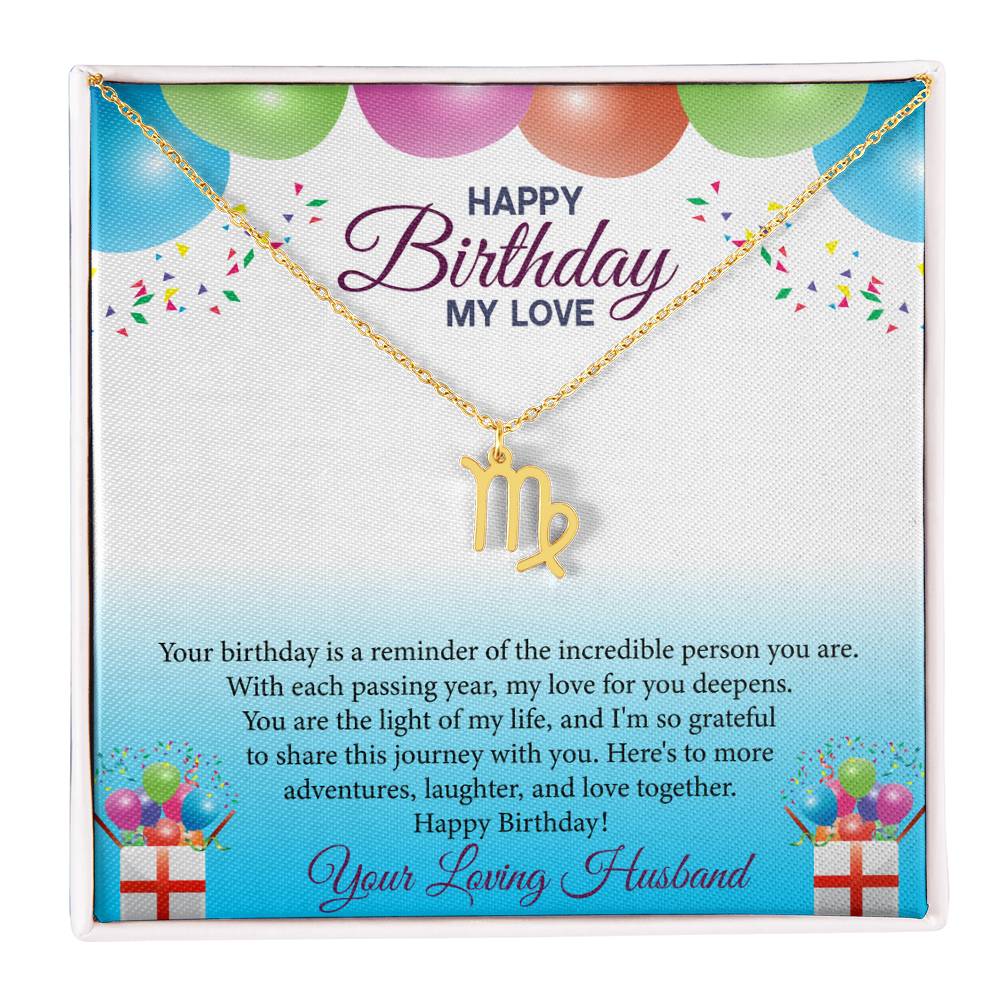 Happy Birthday My Love Zodiac Symbol Necklace